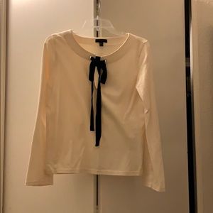 J. Crew white long-sleeved shirt w/ Velvet tie